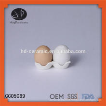 Forma de huevo con embalaje, agitador de sal y pimienta, sal de cerámica y agitador de pimienta